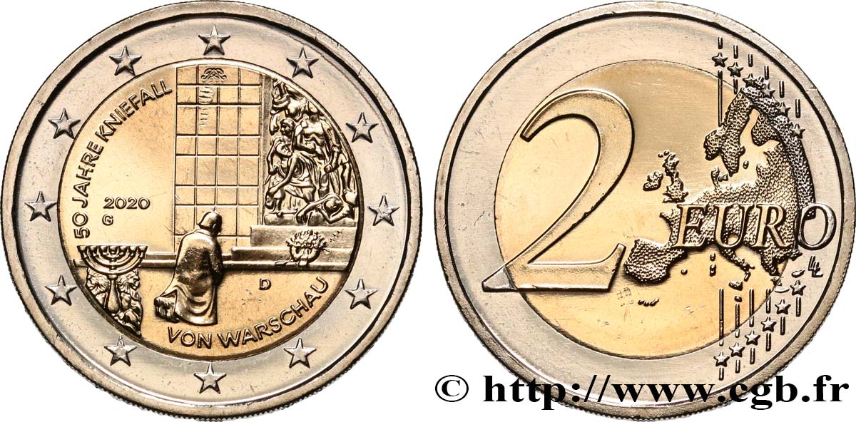 GERMANY 2 Euro AGENOUILLEMENT DE VARSOVIE 2020 MS