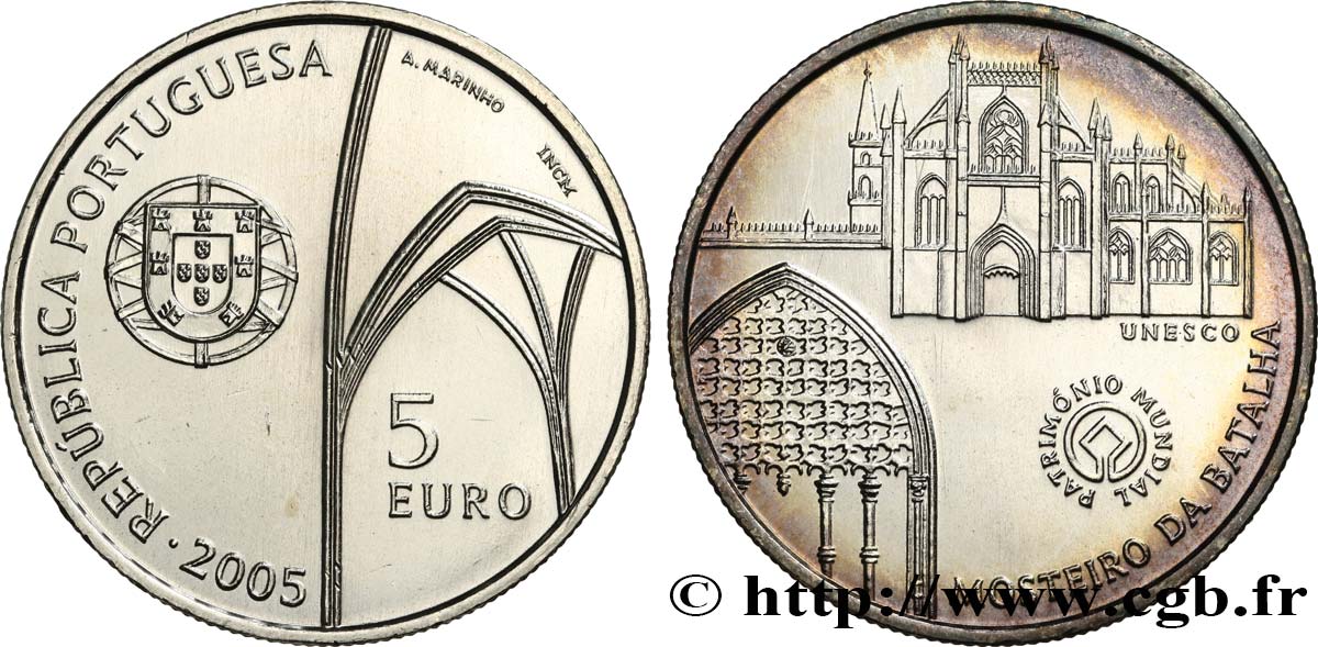 PORTOGALLO 5 Euro MONASTÈRE DE BATALHA 2005 MS