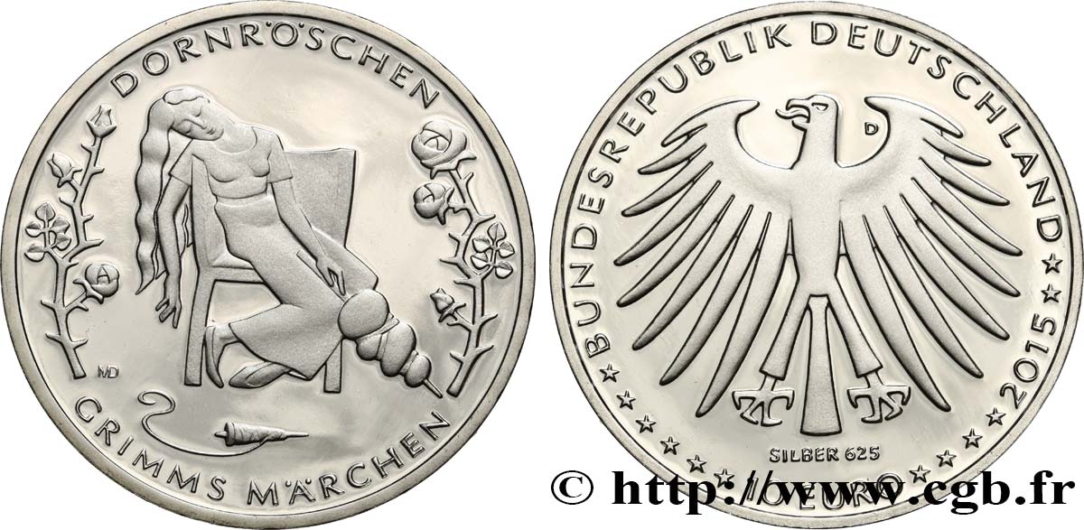 GERMANIA 10 Euro LA BELLE AU BOIS DORMANT 2015 MS
