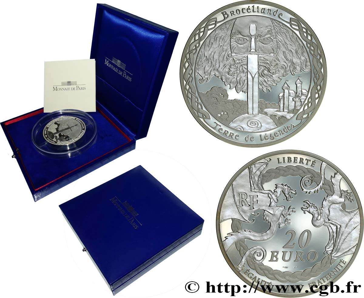 FRANCE Belle Épreuve 20 Euro BROCELIANDE 2007 Proof set