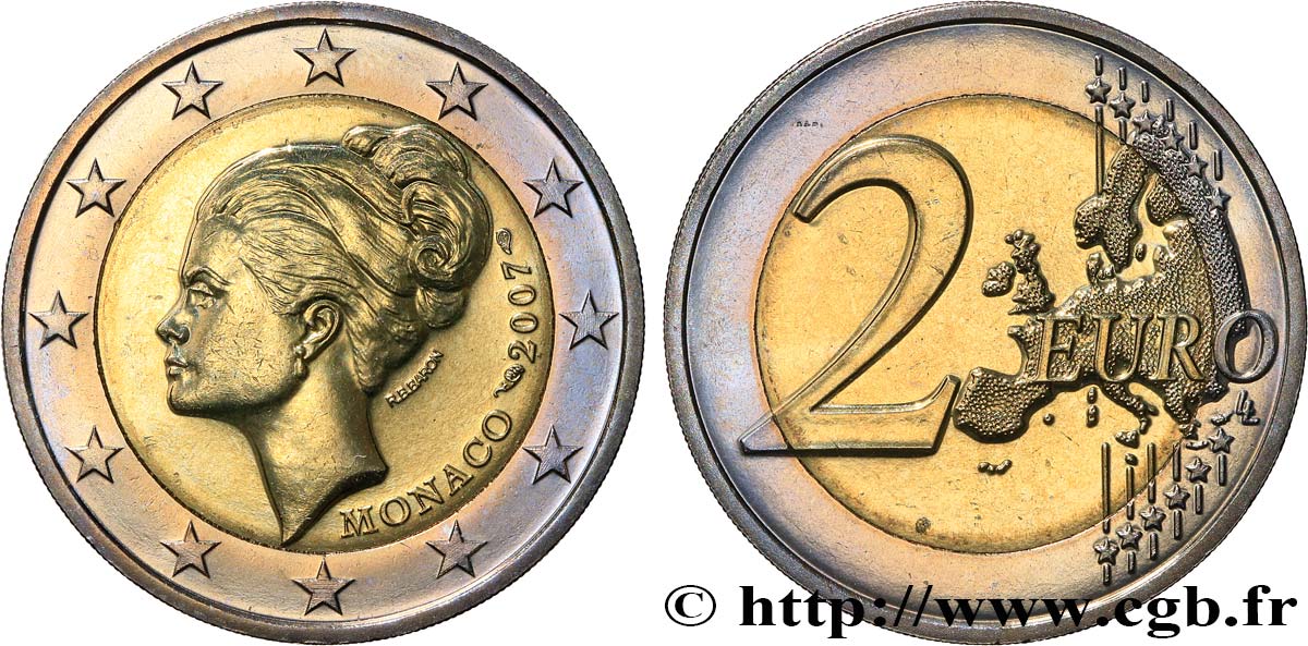 MONACO 2 Euro PRINCESSE GRACE 2007 AU