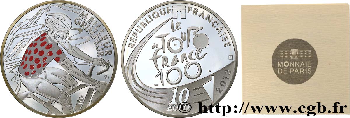 FRANCIA Belle Épreuve 10 Euro MAILLOT À POIS ROUGES 2013 BE