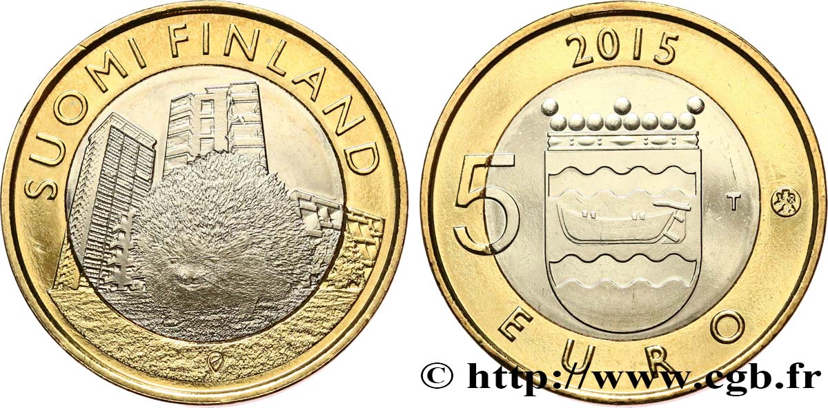 FINLAND 5 Euro HERISSON DE UUSIMAA (série faune) 2015 MS