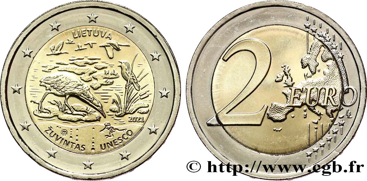 LITHUANIA 2 Euro RÉSERVE DE BIOSPHÈRE DE ZUVINTAS 2021 MS