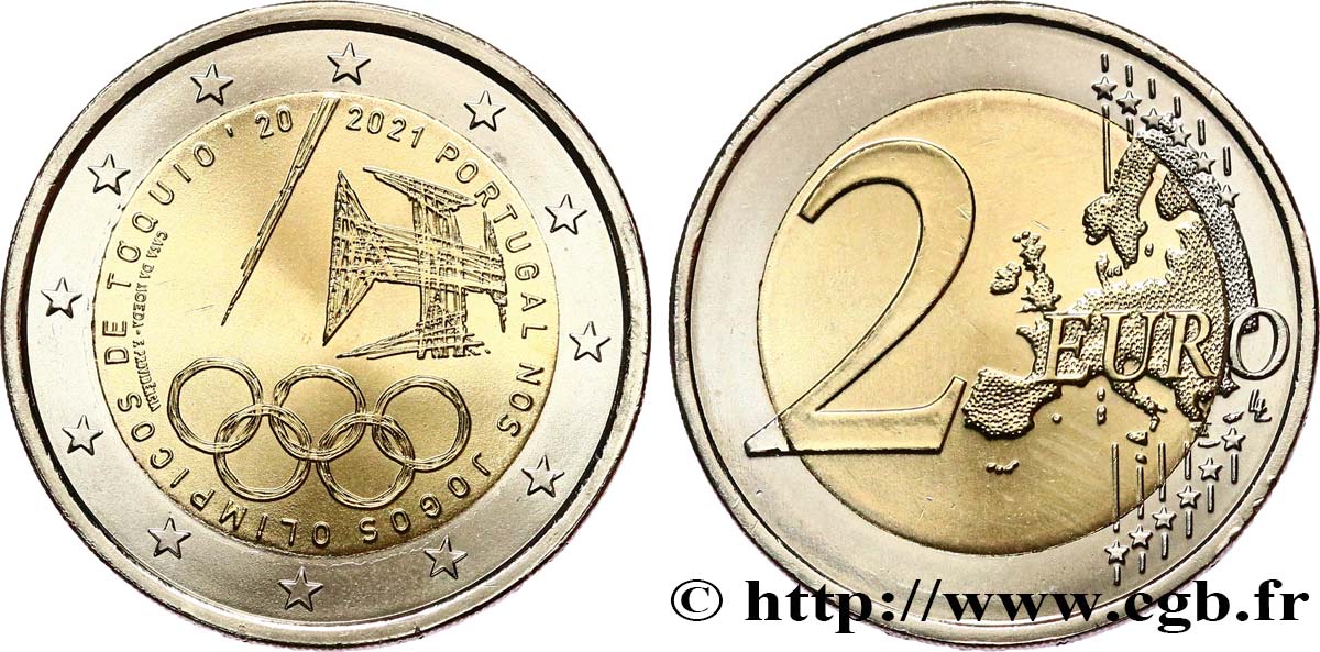 PORTUGAL 2 Euro JO DE TOKYO 2020 2021