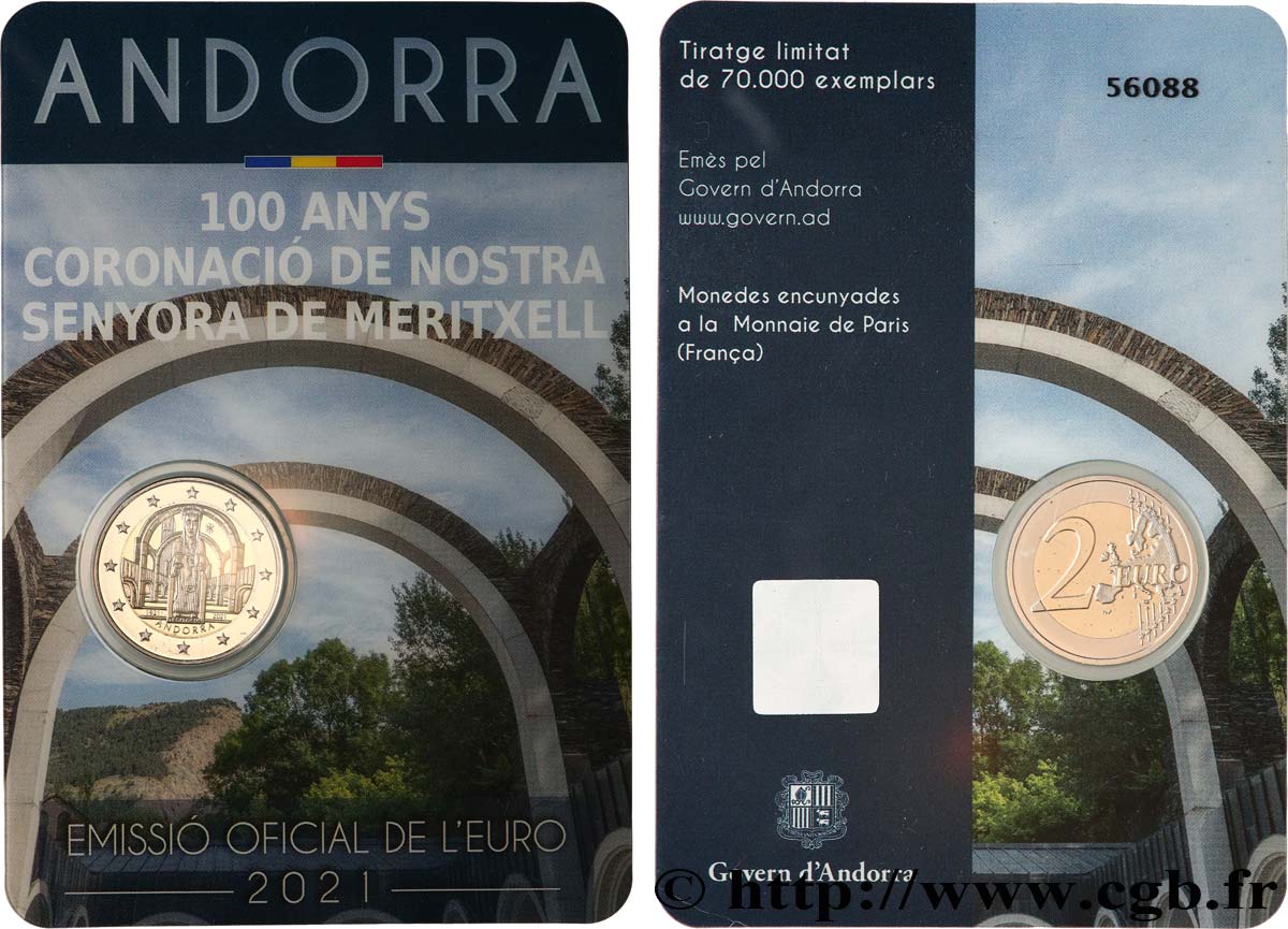 ANDORRA (PRINCIPALITY) Coin-card 2 Euro - Commémorations diverses / Religion 2021 Brilliant Uncirculated