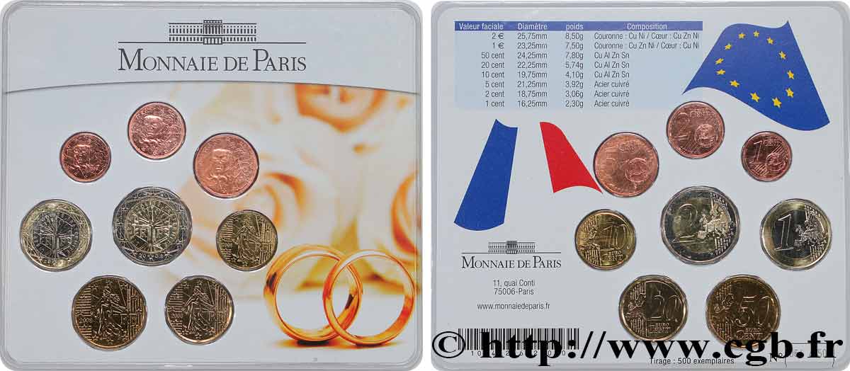 FRANCE SÉRIE Euro BRILLANT UNIVERSEL - MARIAGE 2008 Brilliant Uncirculated