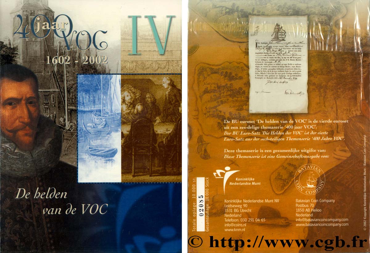 PAESI BASSI SÉRIE Euro BRILLANT UNIVERSEL - 400e anniversaire de la Compagnie néerlandaise des Indes orientales VOC (Livret IV/VI Les héros de la VOC) 2002 BU