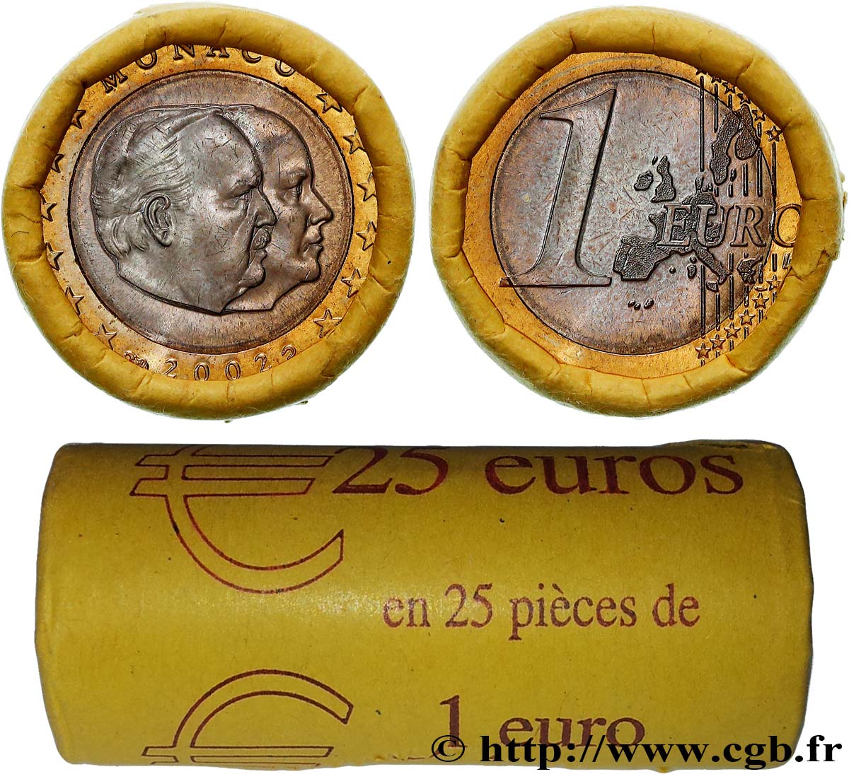 MONACO Rouleau 25 x 1 Euro LES PRINCES GRIMALDI 2002 SC