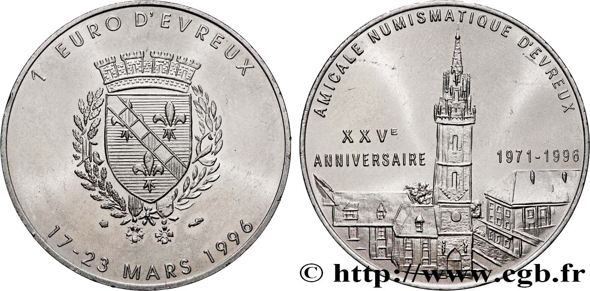 FRANKREICH 1 Euro d’Evreux (17 - 23 mars 1996) 1996