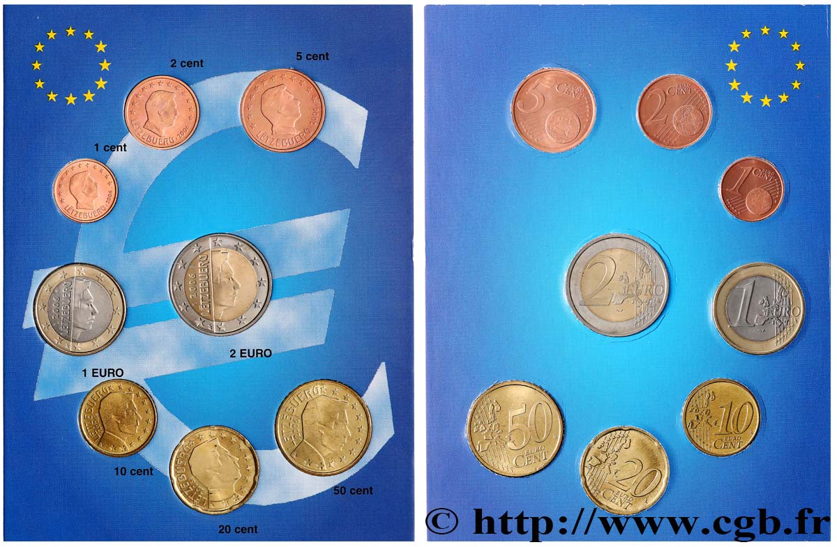 LUSSEMBURGO LOT DE 8 PIÈCES EURO (1 Cent - 2 Euro Grand-Duc Henri) 2006 MS