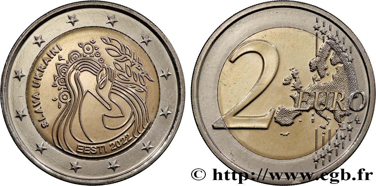 ESTONIA 2 Euro PAIX EN UKRAINE 2022 MS