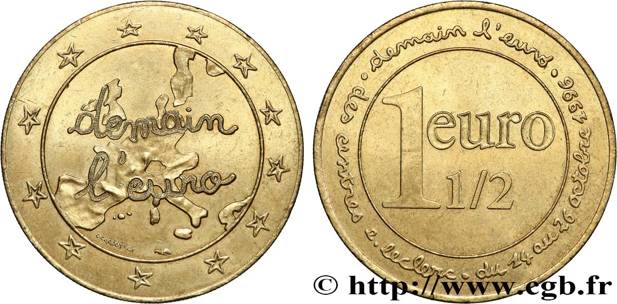 FRANCE 1 Euro 1/2 E.LECLERC - “Demain l’Euro” 1996 SUP
