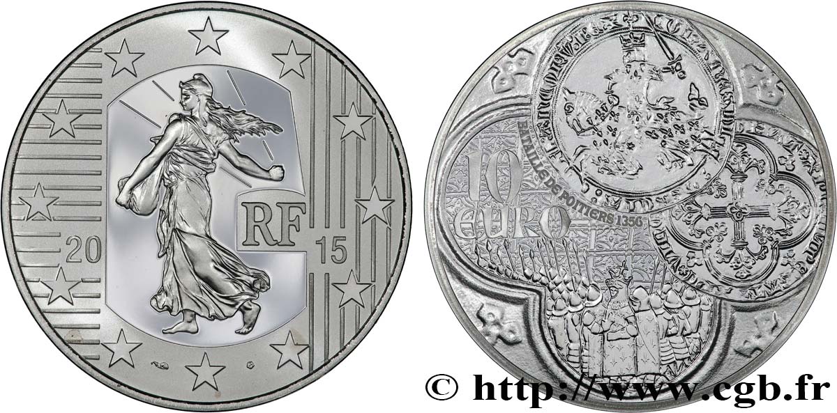 FRANCE Belle Épreuve 10 Euro LA SEMEUSE - FRANC A CHEVAL 2015 Proof set