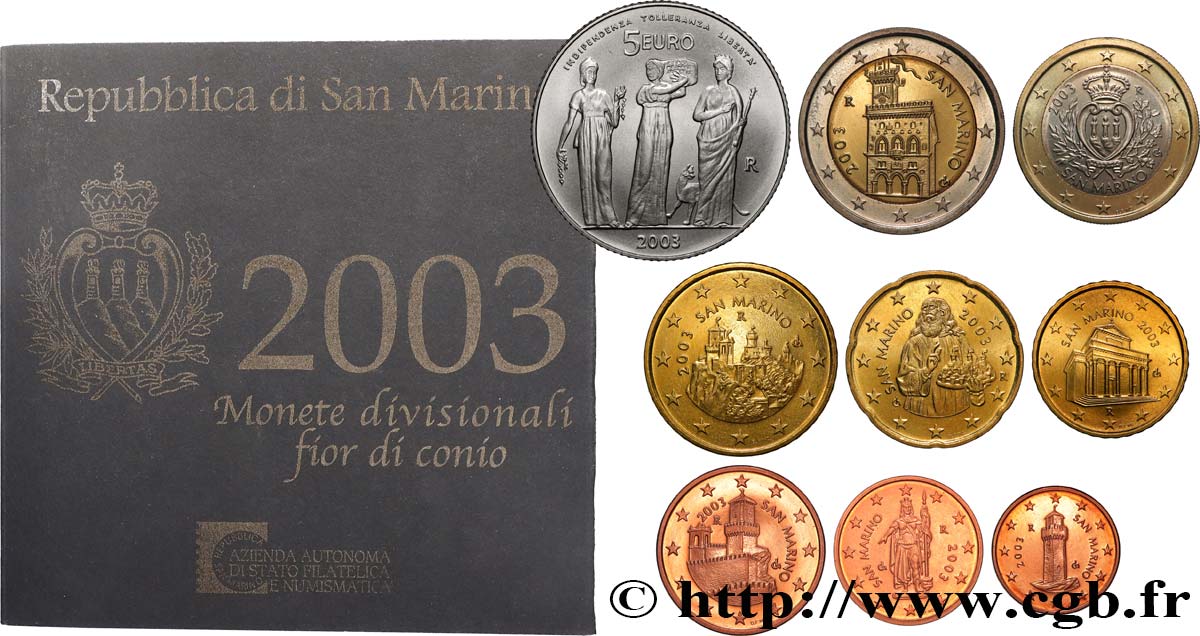 RÉPUBLIQUE DE SAINT- MARIN SÉRIE Euro BRILLANT UNIVERSEL 2003 BU