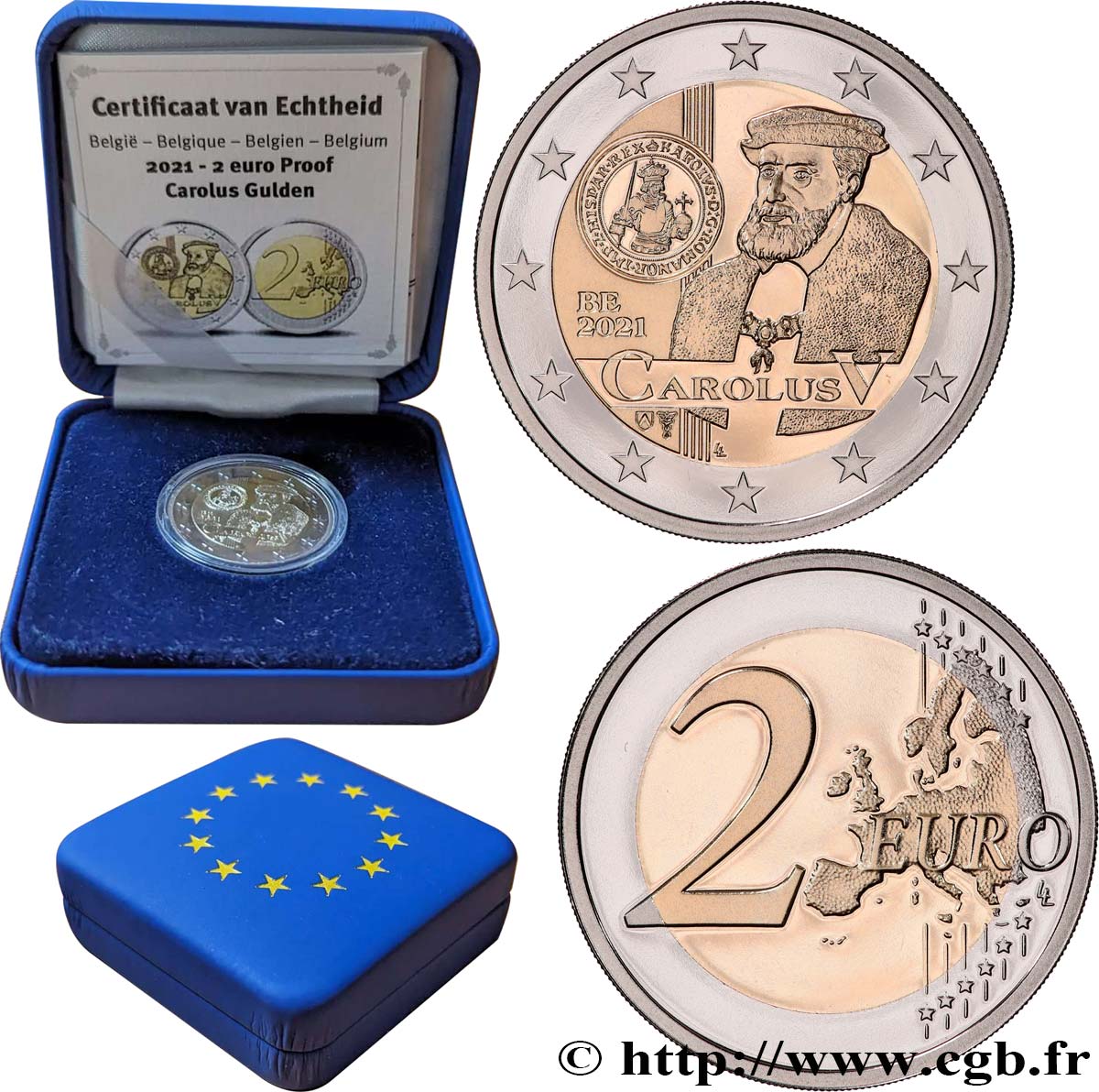 BÉLGICA BELLE ÉPREUVE 2 Euro CHARLES QUINT - Version flamande 2021 Prueba