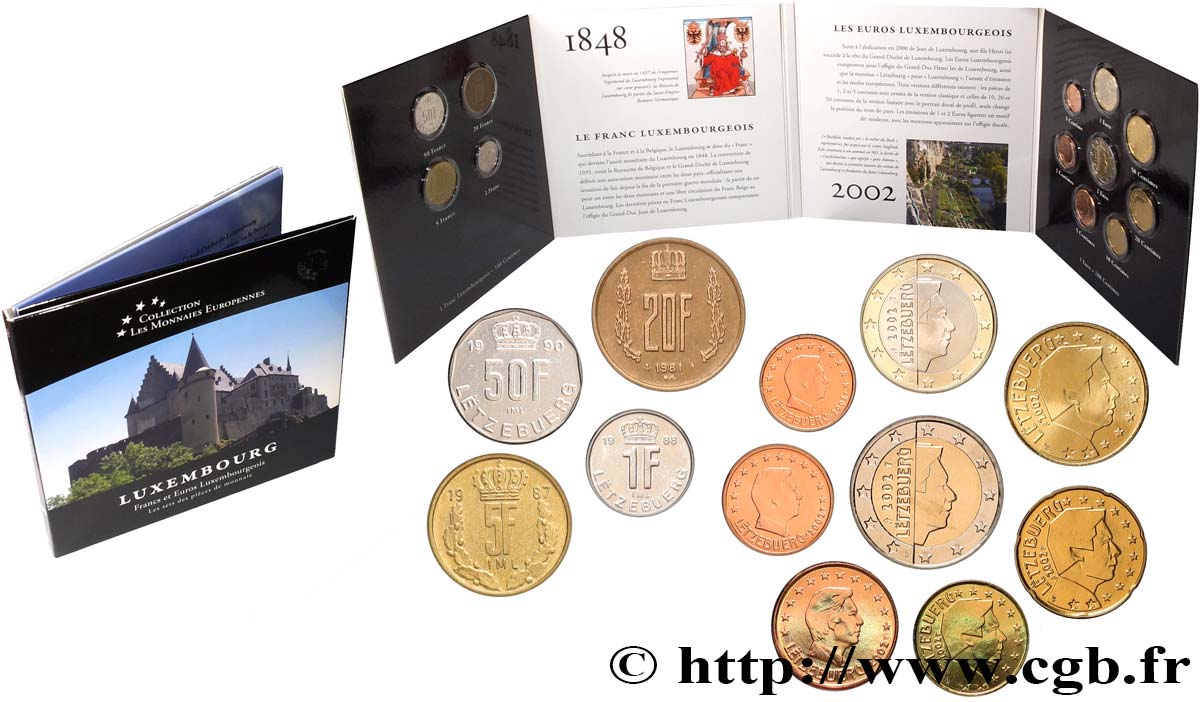 LUXEMBOURG SÉRIE Euro et Francs luxembourgeois 2002 FDC