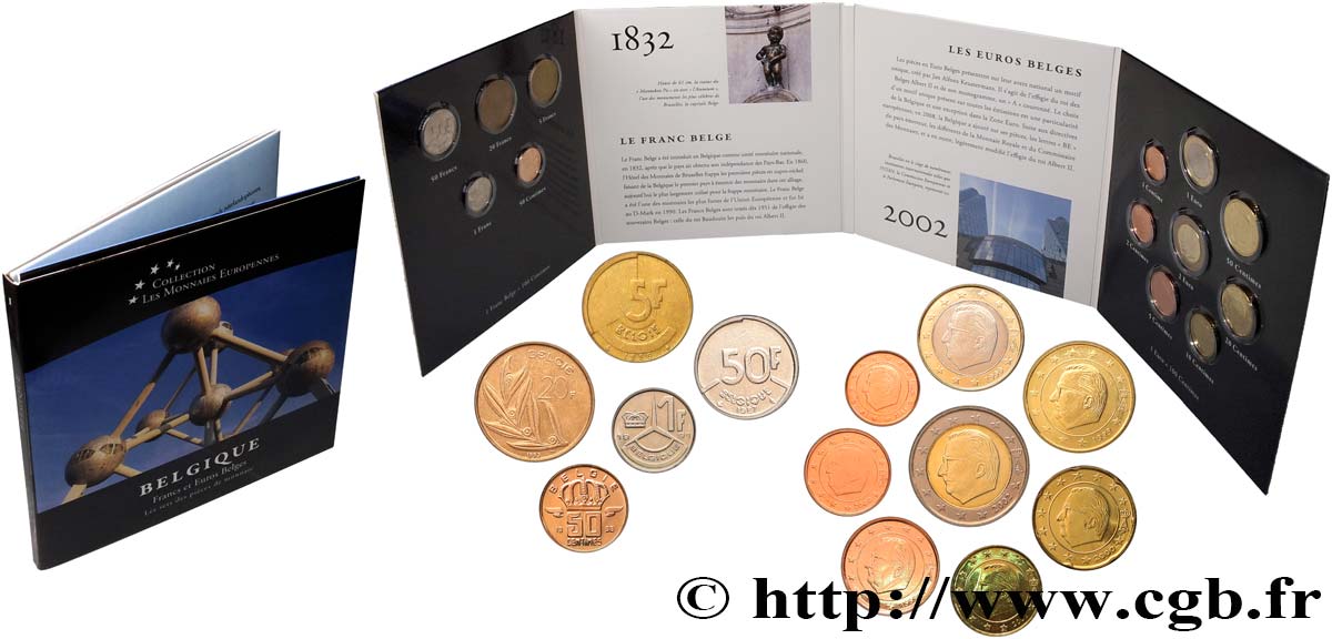 BELGIQUE SÉRIE Euro et francs belge 2002 FDC
