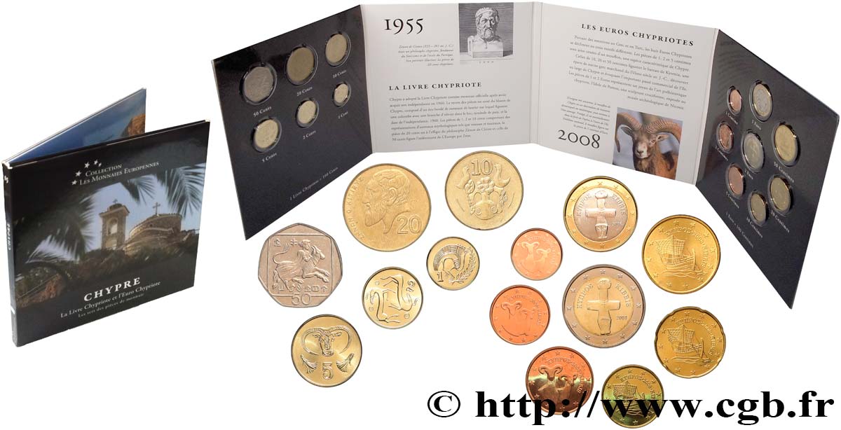 CYPRUS SÉRIE Euro et livre chypriote 2008 MS