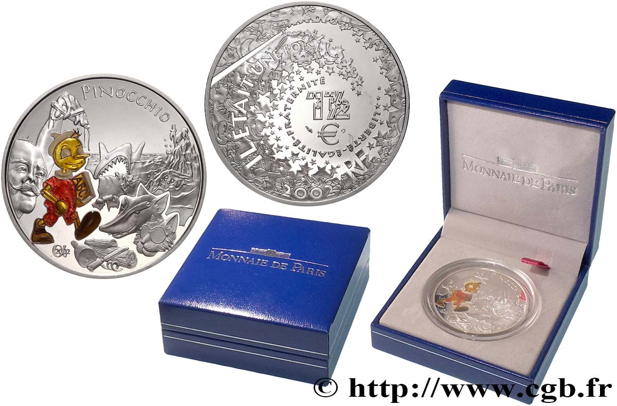 FRANCE Belle Épreuve 1 Euro 1/2 PINOCCHIO 2002 BE