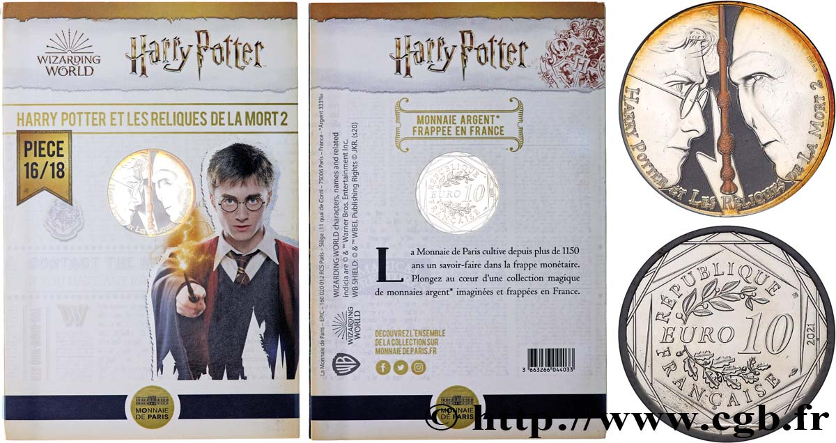 FRANCE 10 Euro HARRY POTTER ET LES RELIQUES DE LA MORT 2 2021 BU