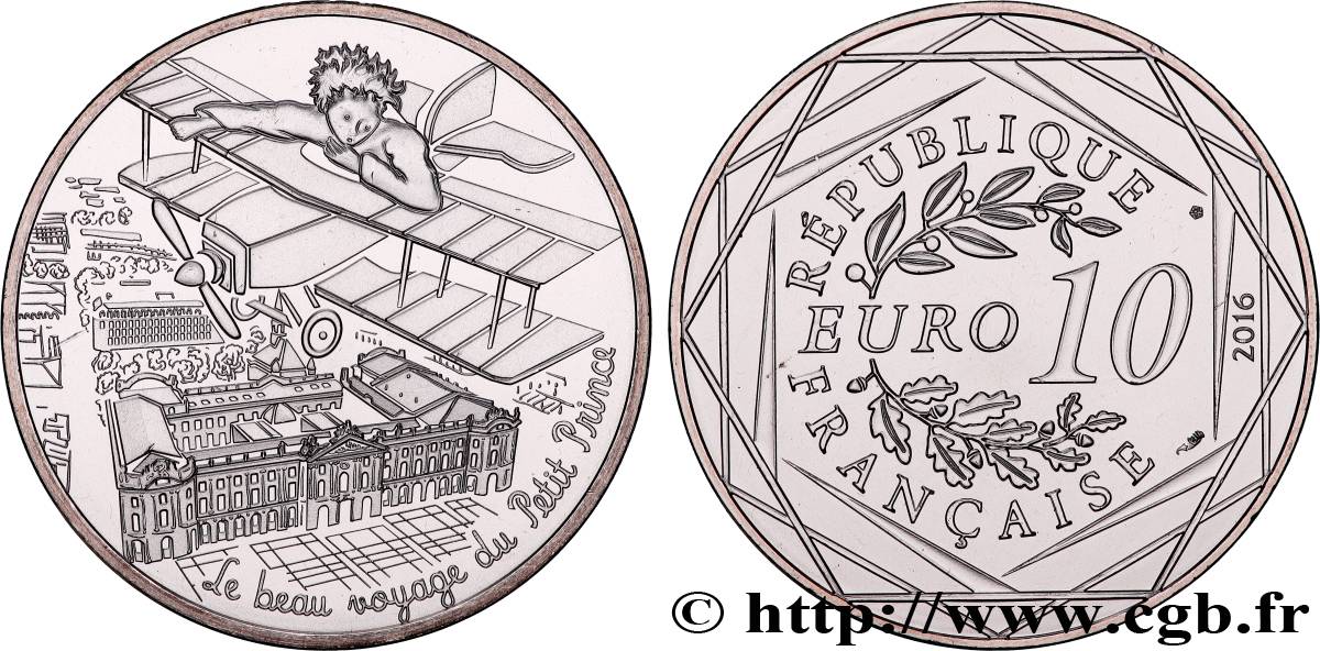 FRANCIA 10 Euro LE PETIT PRINCE EN AVION 2016 SC