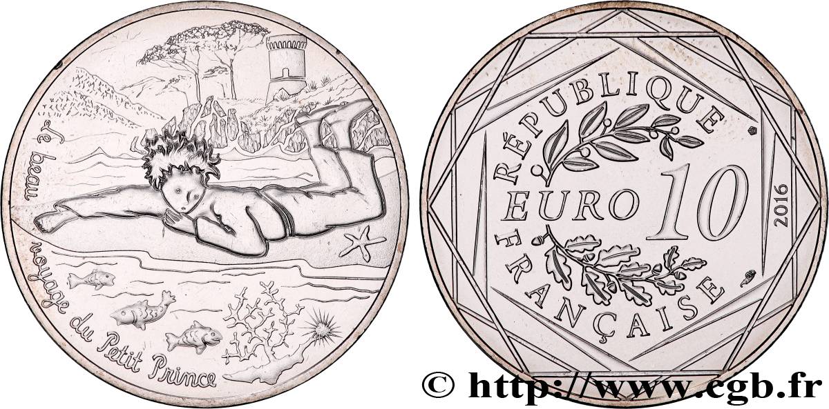 FRANCIA 10 Euro LE PETIT PRINCE - A LA MER 2016 SC