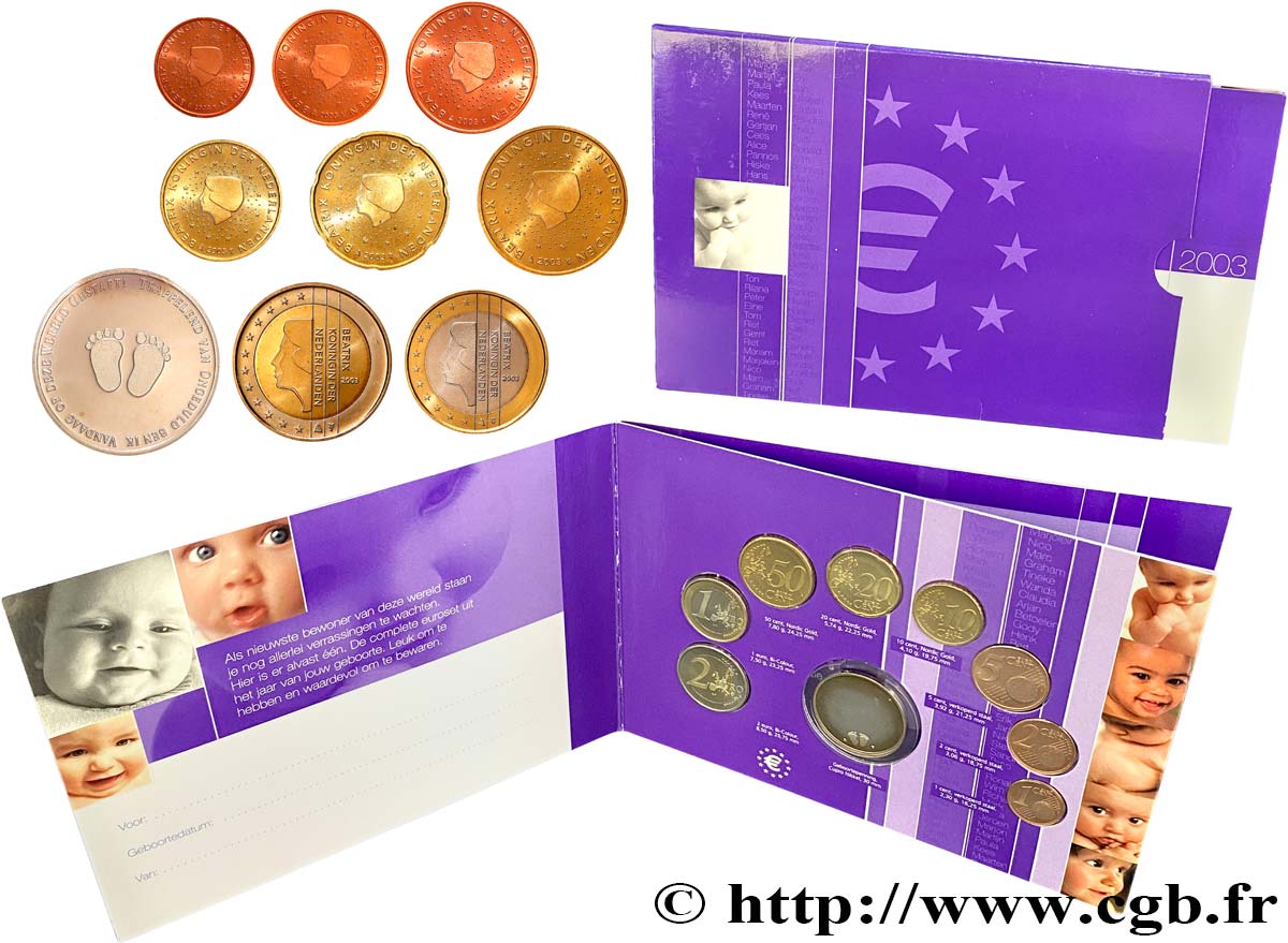 PAYS-BAS SÉRIE Euro BRILLANT UNIVERSEL - BÉBÉ 2003 BU