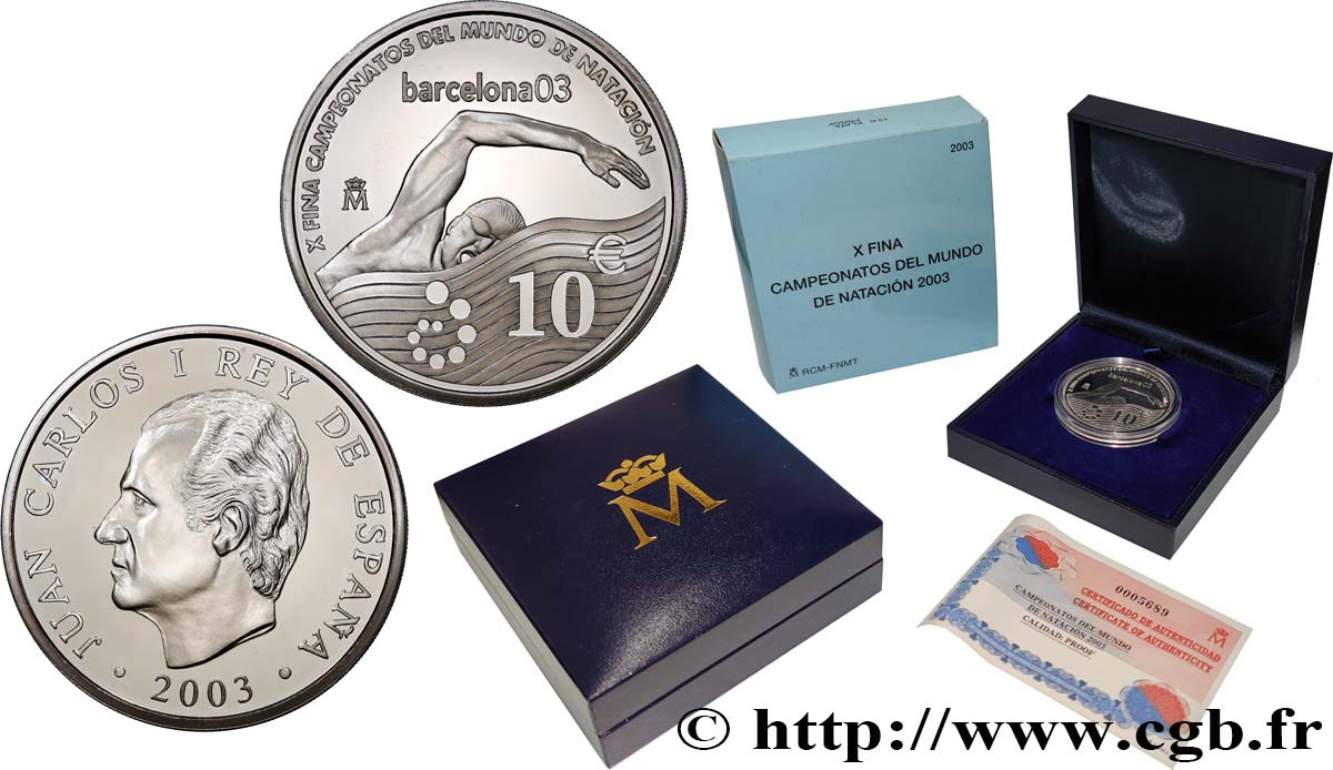 ESPAGNE BELLE EPREUVE 10 Euro 10ème CHAMPIONNAT DU MONDE DE NATATION 2003 2003 BE
