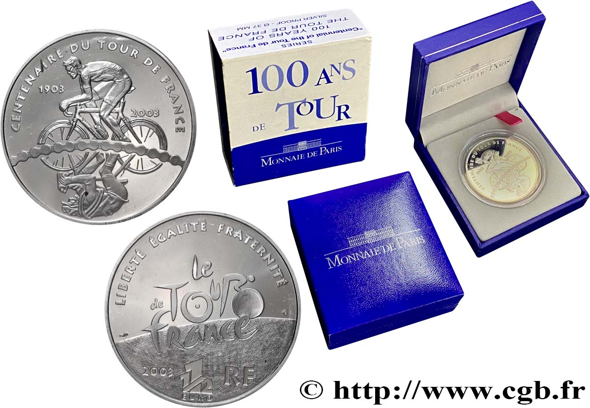FRANCIA Belle Épreuve 1 Euro 1/2 100 ANS DU TOUR DE FRANCE - COUREUR CYCLISTE 2003 BE