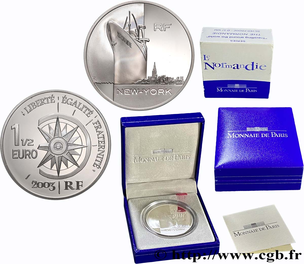 FRANKREICH Belle Épreuve 1 Euro 1/2 LE NORMANDIE 2003