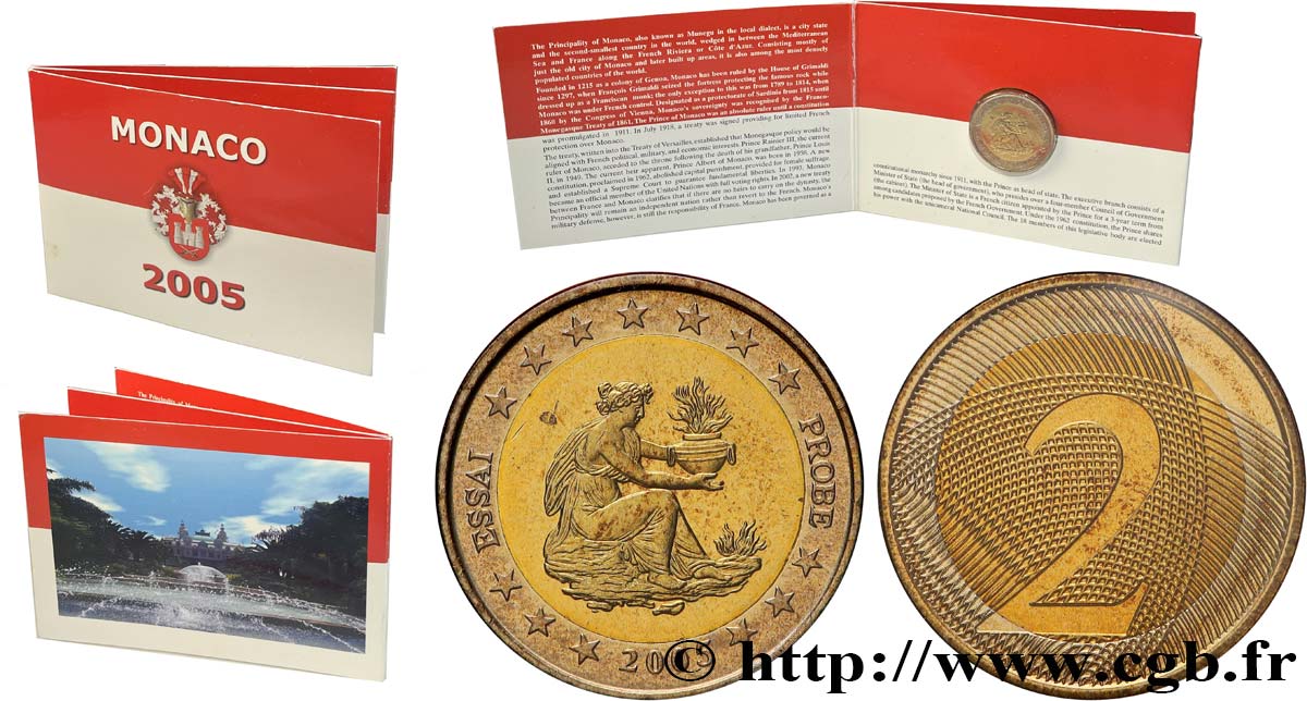 MONACO 2 Euro, Essai Euros fantaisies 2005 SPL