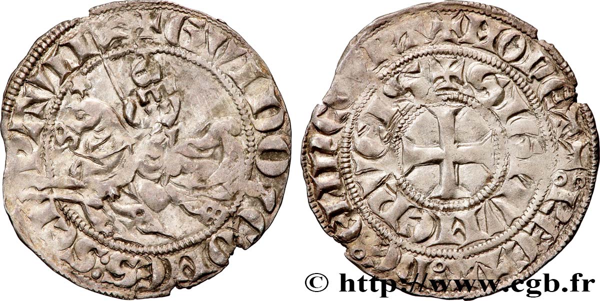 CAMBRÉSIS - SEIGNIORY OF ELINCOURT - GUI IV OF SAINT-POL Baudequin à cheval ou petit gros dit au cavalier XF