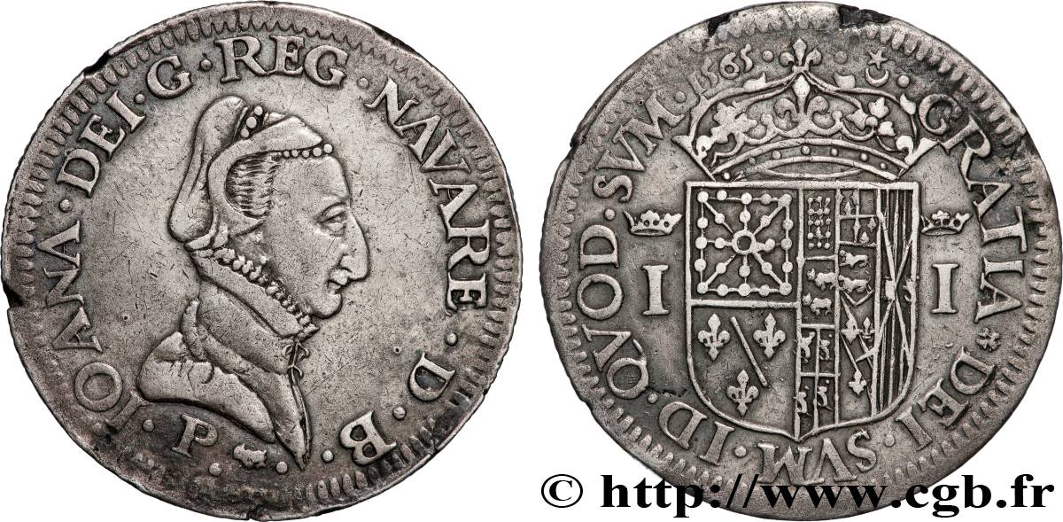 NAVARRE-BÉARN - JEANNE D ALBRET Teston TTB+