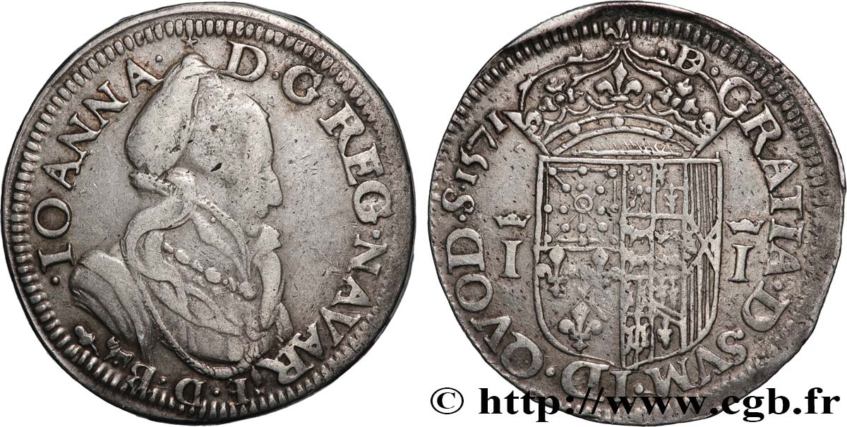 NAVARRE-BÉARN - JEANNE D ALBRET Teston TTB/TTB+