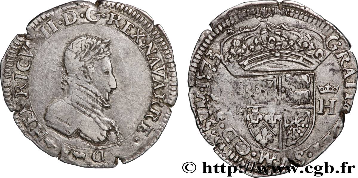 NAVARRE-BEARN - HENRY III Demi-teston SS