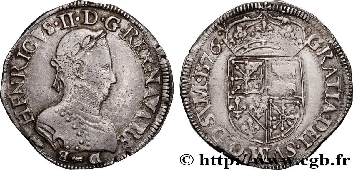 NAVARRE-BÉARN - HENRI III DE NAVARRE, II DE BÉARN Teston TTB