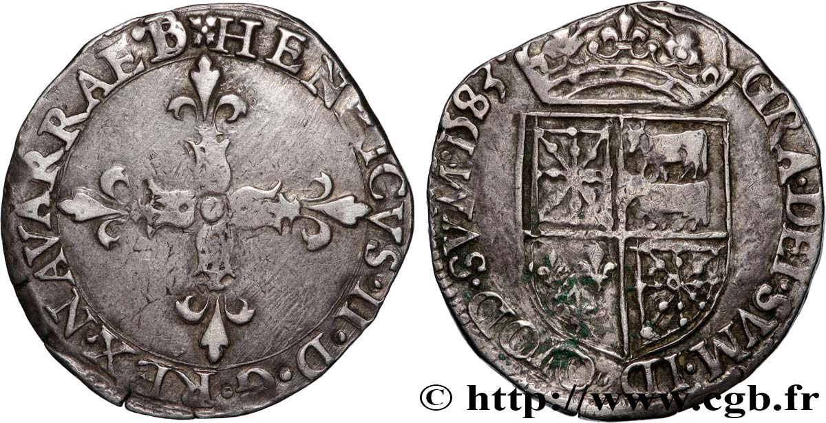 NAVARRE-BEARN - HENRY III Quart d’écu XF