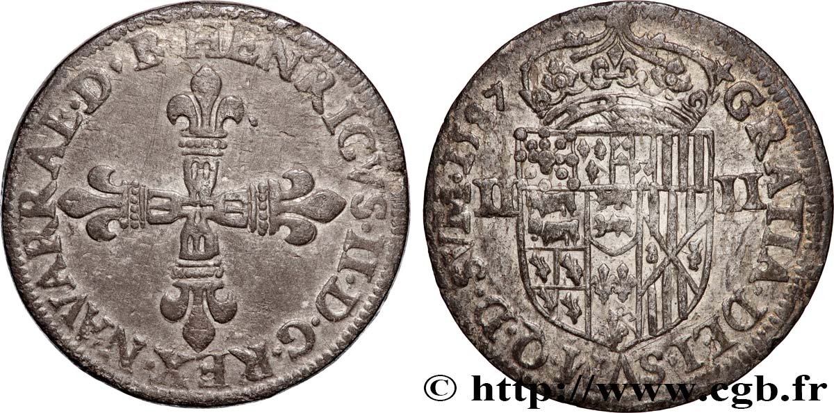 NAVARRE-BEARN - HENRY III Quart d écu BB/SPL