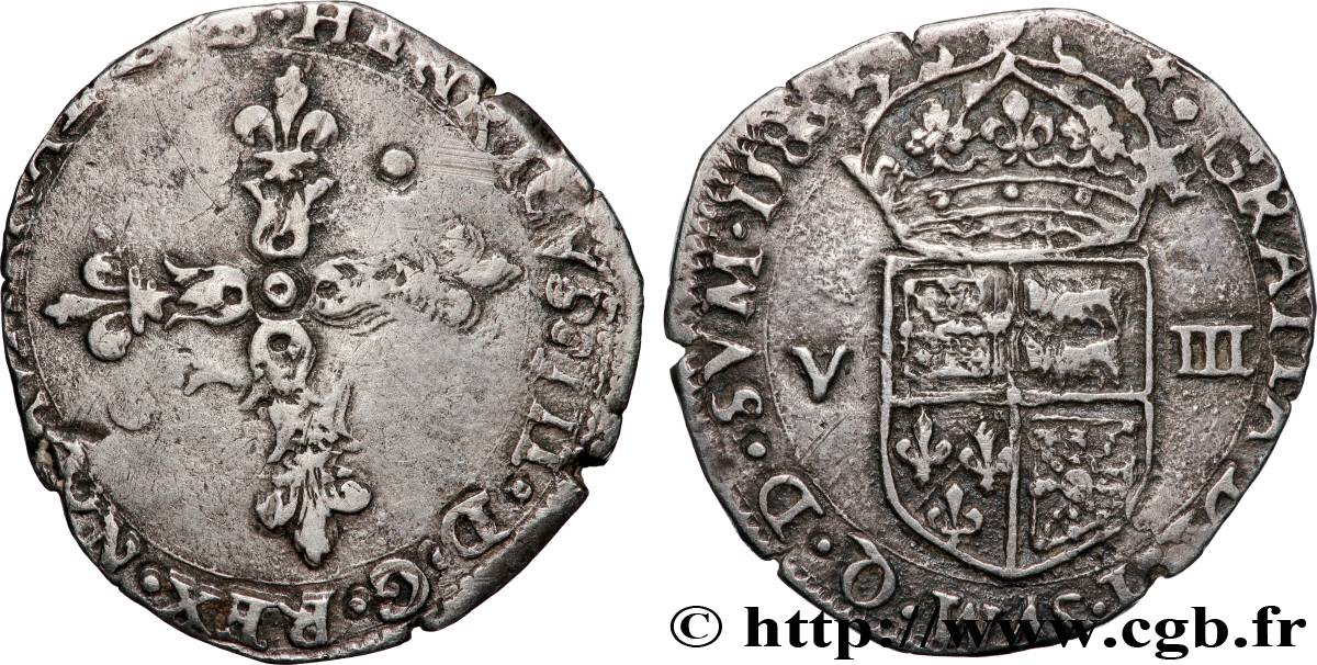 NAVARRE-BEARN - HENRY III Huitième d’écu VF/XF