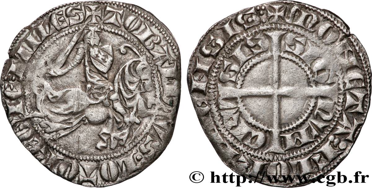 FLORENNES - SEIGNEURIE DE FLORENNES - THIBAULT DE LORRAINE Demi-gros au cavalier ou baudequin TTB+