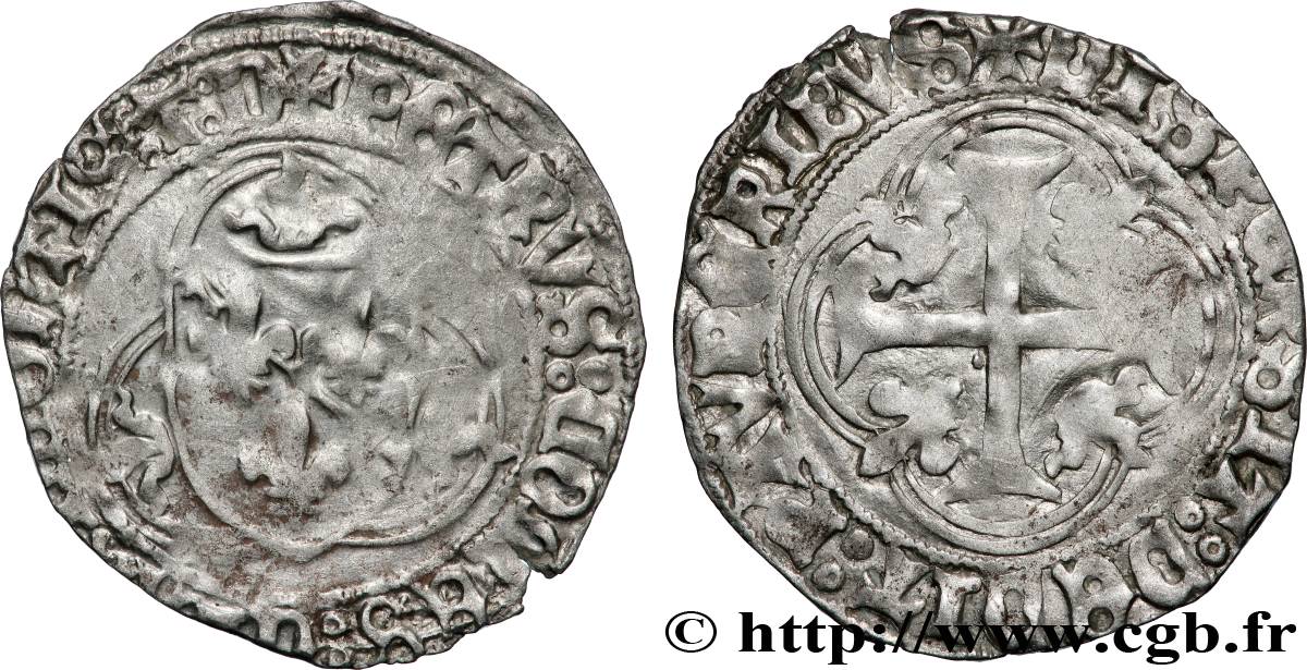 DOMBES - SEIGNEURIE DE TRÉVOUX - PIERRE II DE BOURBON Blanc TTB/TB+