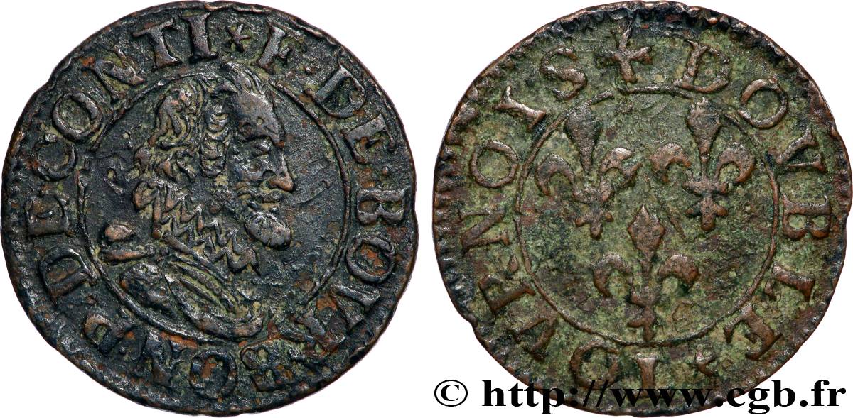 PRINCIPAUTÉ DE CHÂTEAU-REGNAULT - FRANÇOIS DE BOURBON-CONTI Double tournois, type 15, buste A TTB+