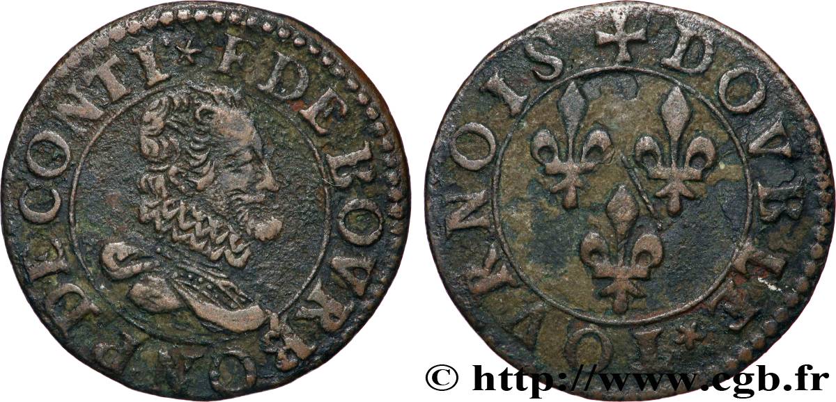 PRINCIPALITY OF CHATEAU-REGNAULT - FRANCIS OF BOURBON-CONTI Double tournois, type 15, buste A AU