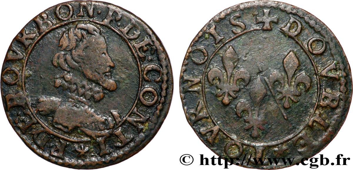 PRINCIPALITY OF CHATEAU-REGNAULT - FRANCIS OF BOURBON-CONTI Double tournois, type 16 VF