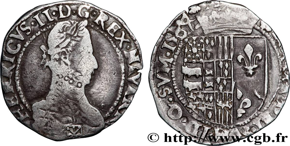 KINGDOM OF NAVARRE - HENRY III Demi-franc fSS/SS