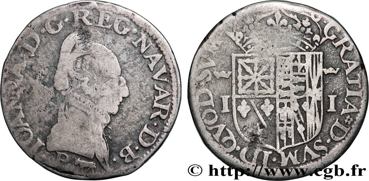 NAVARRE-BEARN - JEANNE OF ALBRET Teston MB