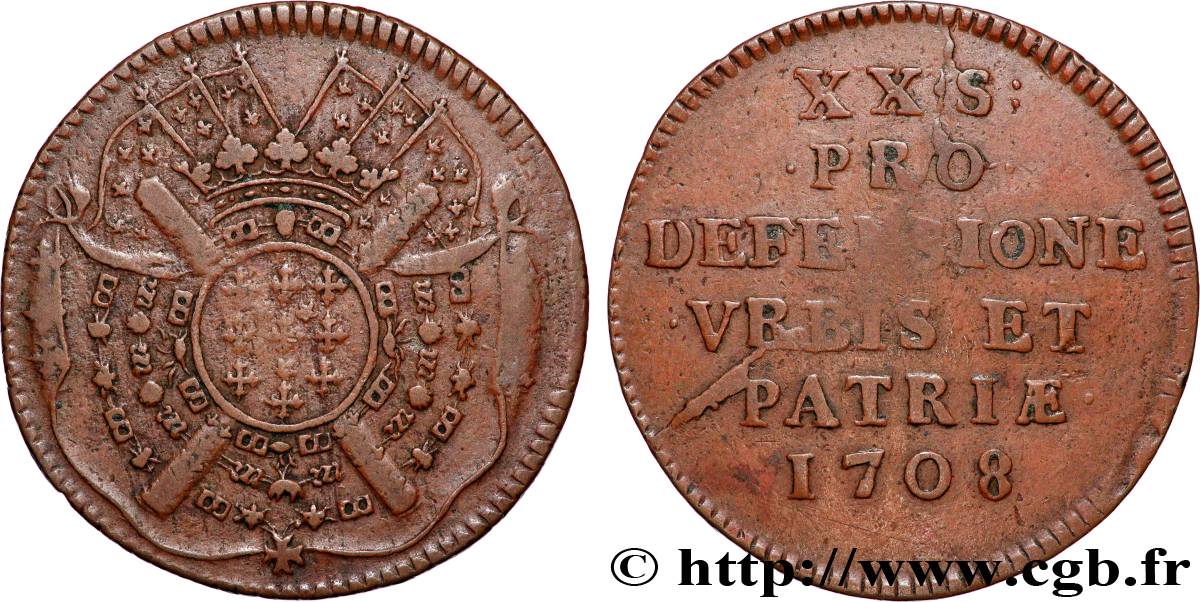 FLANDRE - SIÈGE DE LILLE XX sols, monnaie obsidionale BB