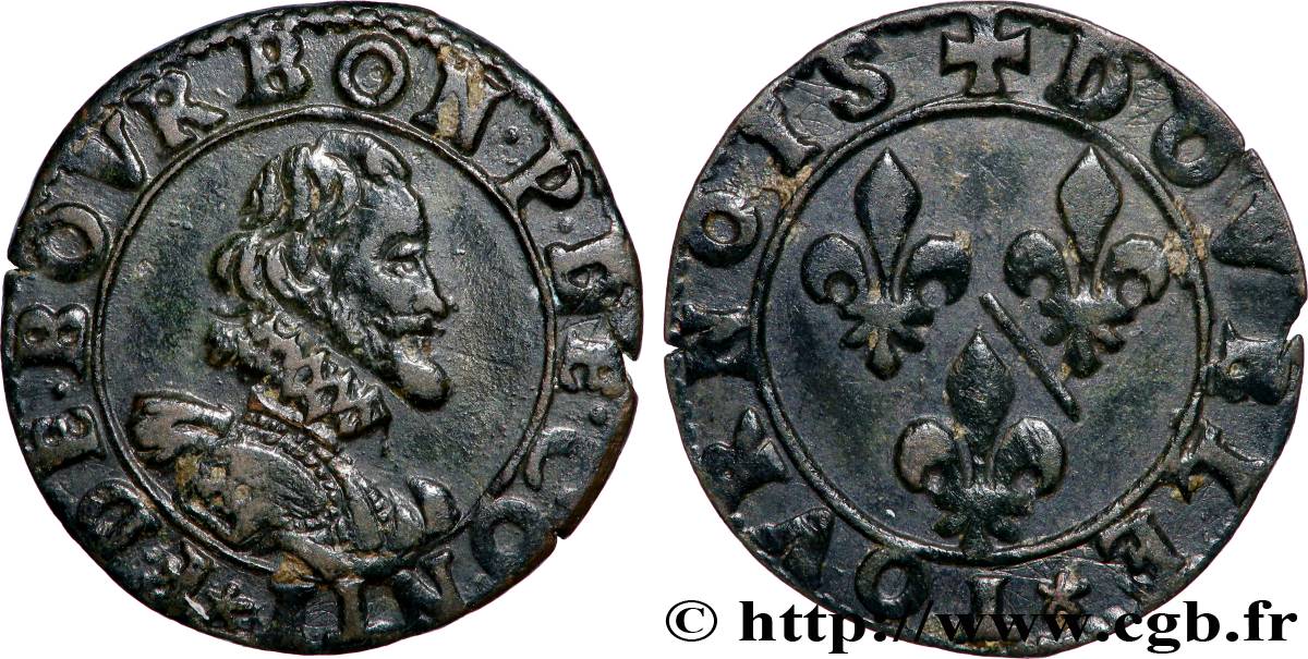 PRINCIPAUTY OF CHATEAU-REGNAULT - FRANCOIS OF BOURBON-CONTI Double tournois, type 14, buste A VZ
