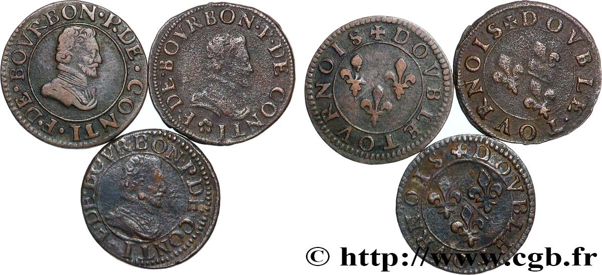 PRINCIPAUTÉ DE CHÂTEAU-REGNAULT - FRANÇOIS DE BOURBON-CONTI Lot de 3 doubles tournois, type 18 Lot